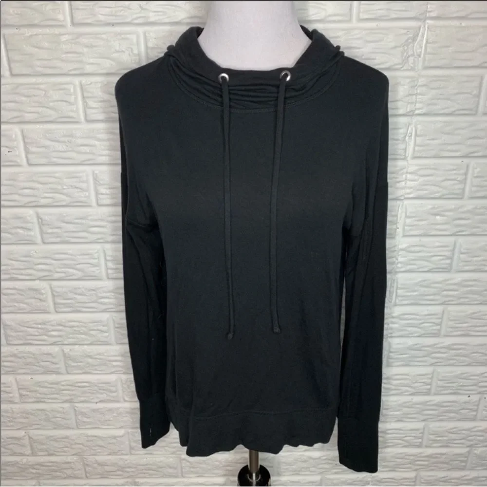 Athleta Black Studio Rib Hoodie Size Small